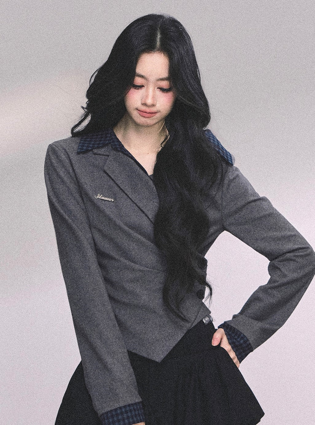 Fake Two-piece Long-sleeved Plaid Shirt DIA0648