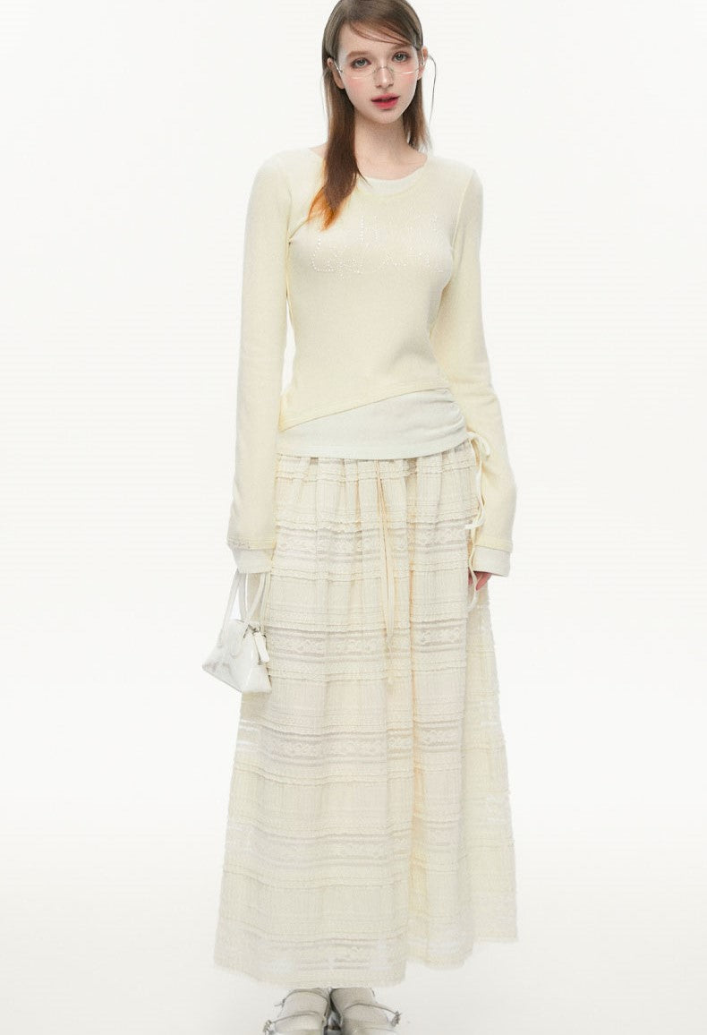Splicing Lace Cake Long Skirt SPE0081