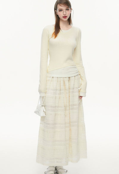 Splicing Lace Cake Long Skirt SPE0081