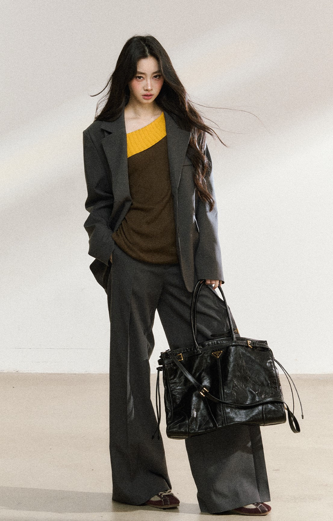 Dark Gray Mid-length Suit Jacket SHI0222