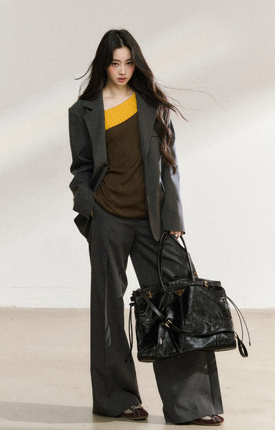 Dark Gray Mid-length Suit Jacket SHI0222