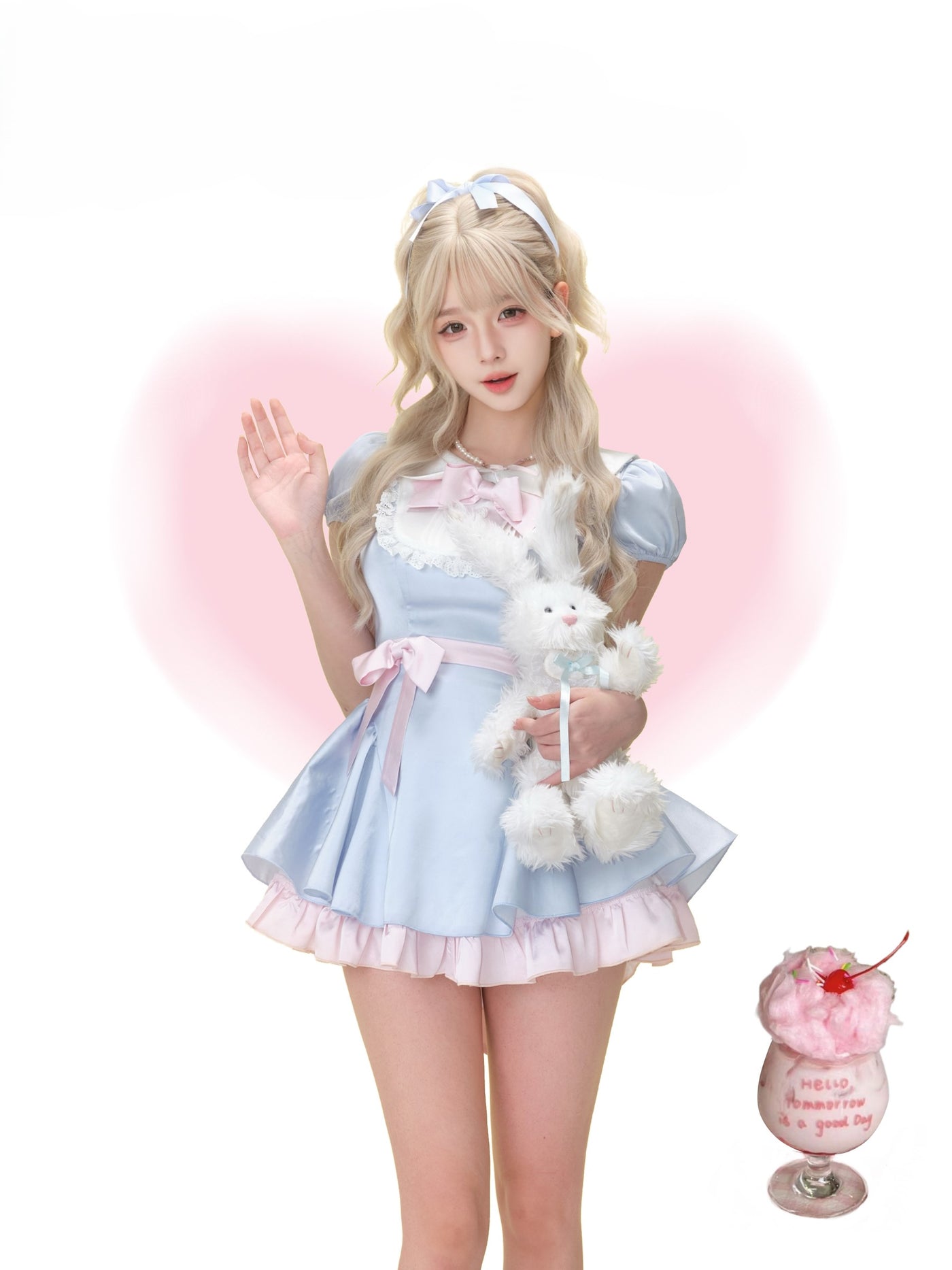 Moonlight Blue Bow Dress/Bubble Shorts SER0185