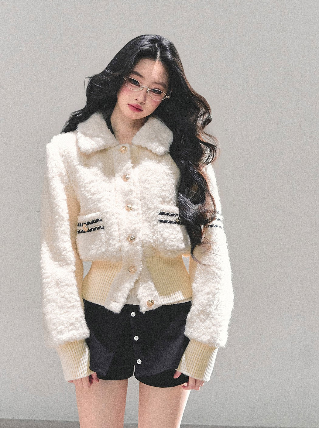 White Wool Quilted Thick Jacket DIA0673