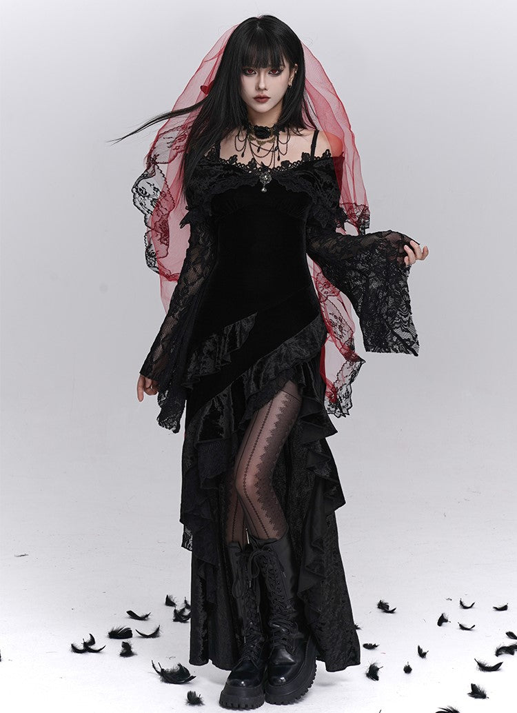 Lace Flared Sleeves Strap Dress LAD0239