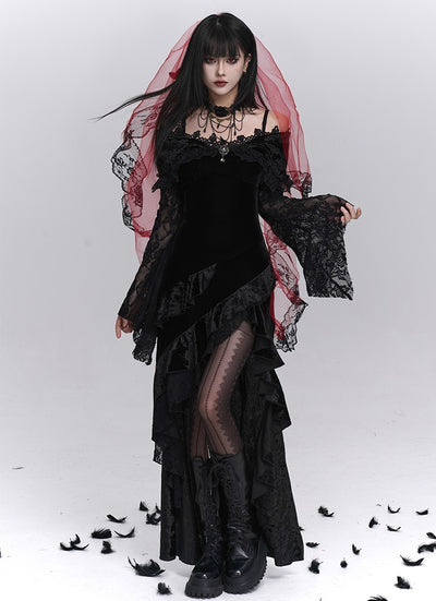 Lace Flared Sleeves Strap Dress LAD0239