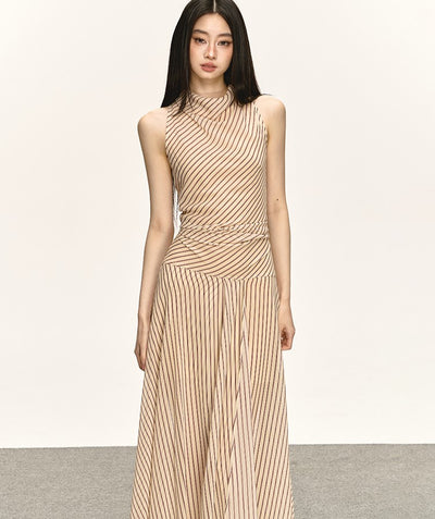 Georgette Striped Slit Long Dress ANA0031