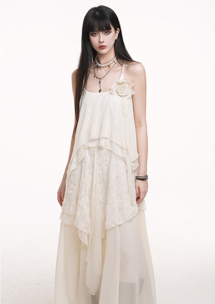 White Lace Suspender Dress LAD0178