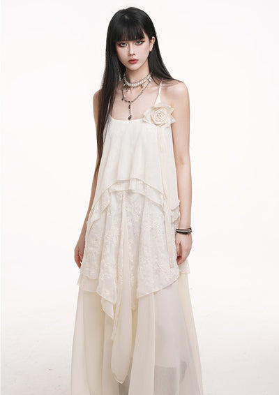 White Lace Suspender Dress LAD0178