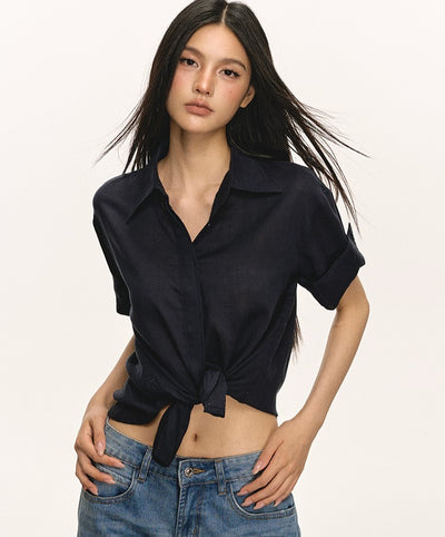 High-end Linen Short-sleeved Shirt ANA0044