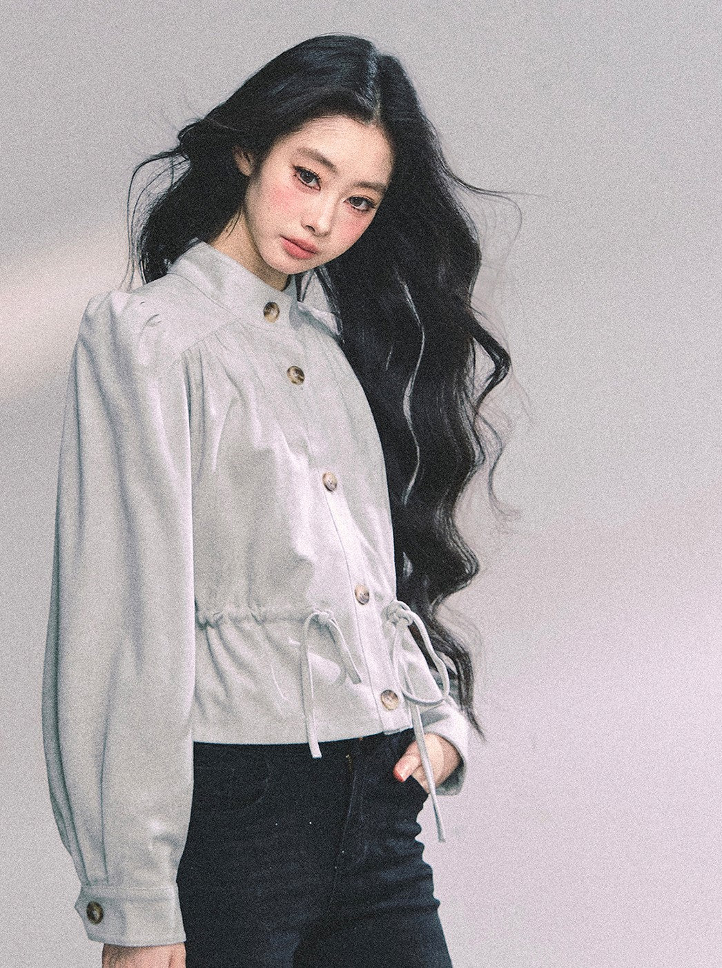 Velvet Stand Collar Shirt DIA0641