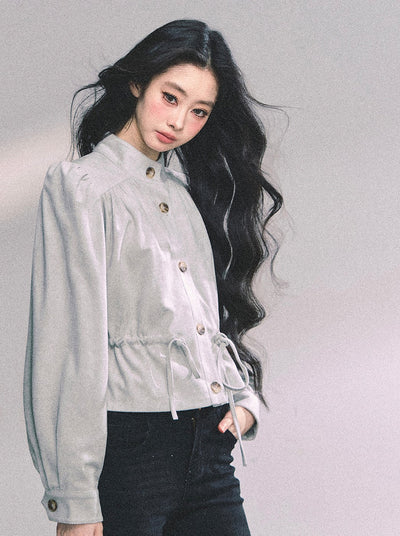 Velvet Stand Collar Shirt DIA0641