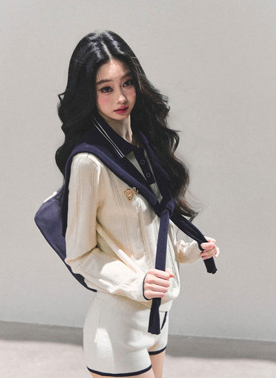 Two-Color Knitted Top/Shorts DIA0685