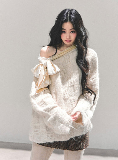 Bow Off-Shoulder Sweater DIA0695