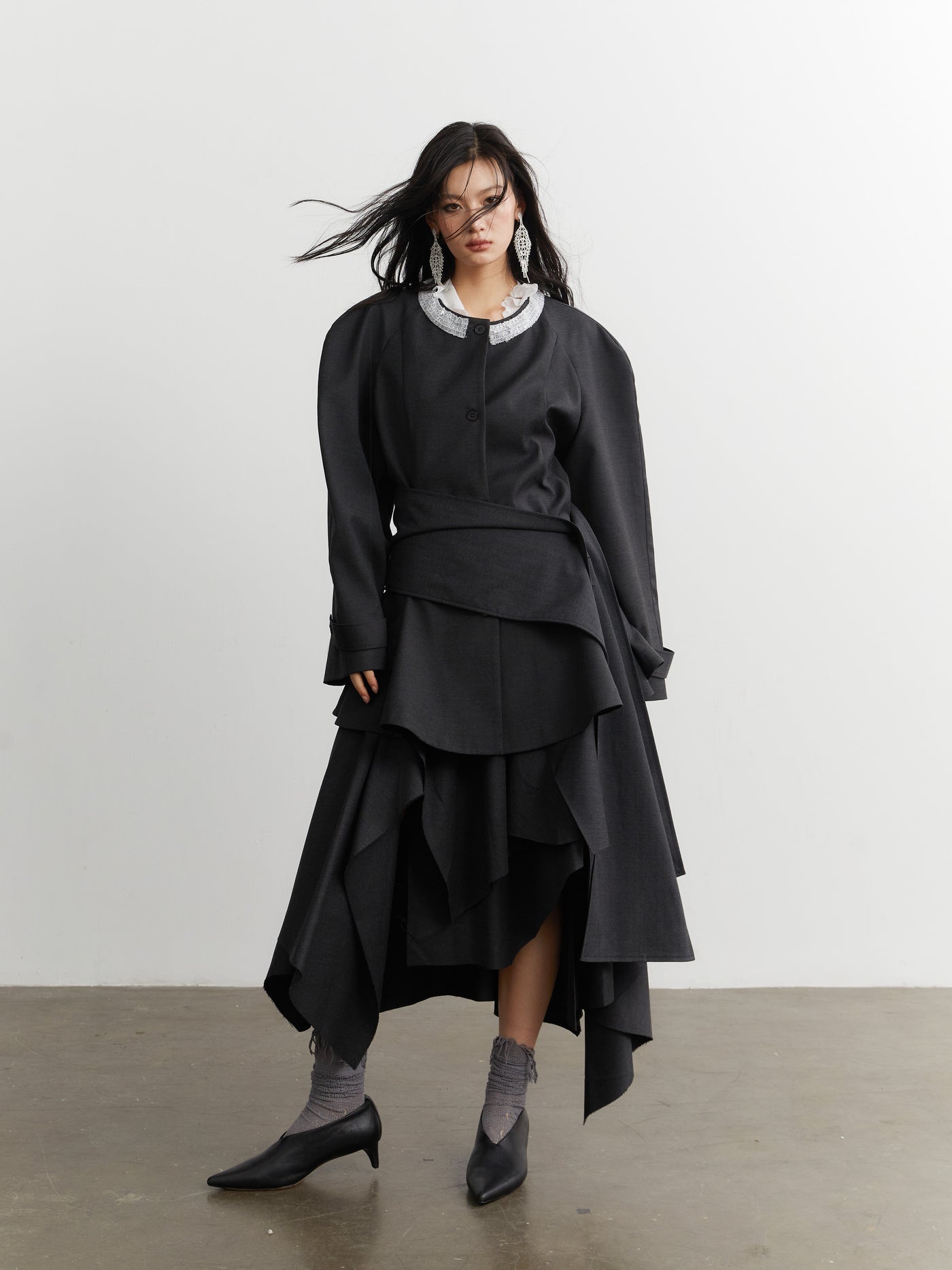 Ruffled Silhouette Suit Jacket JNY0259