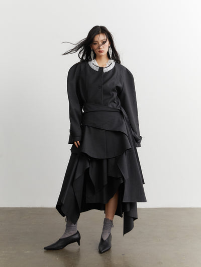 Ruffled Silhouette Suit Jacket JNY0259