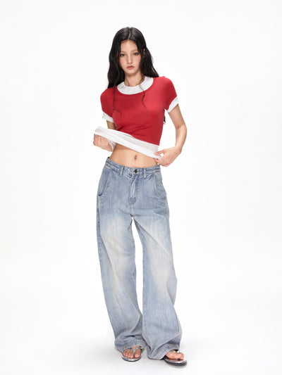 Washed Machete Loose Jeans APE0393