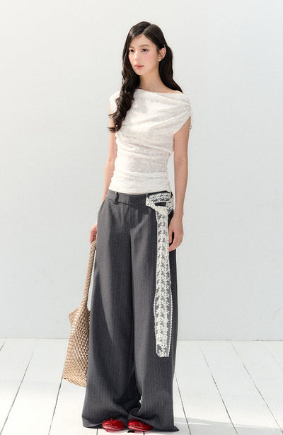 White Short-sleeved Lace T-shirt SHI0148
