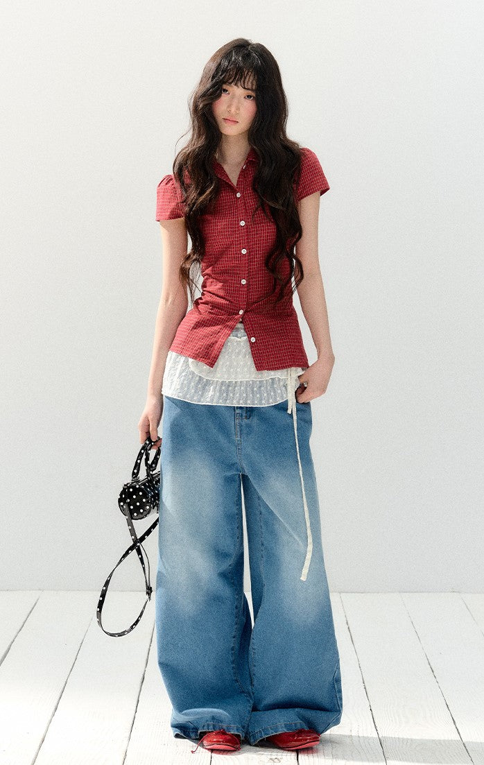 Red Short-sleeved Shirt SHI0146
