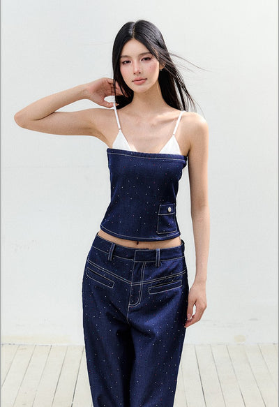 Diamond Suspender Top/Denim Pants AGM0158