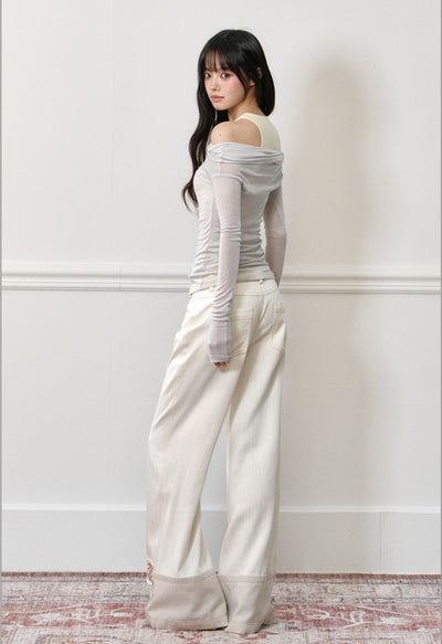 Fake Two-piece Off-shoulder T-shirt AGM0179