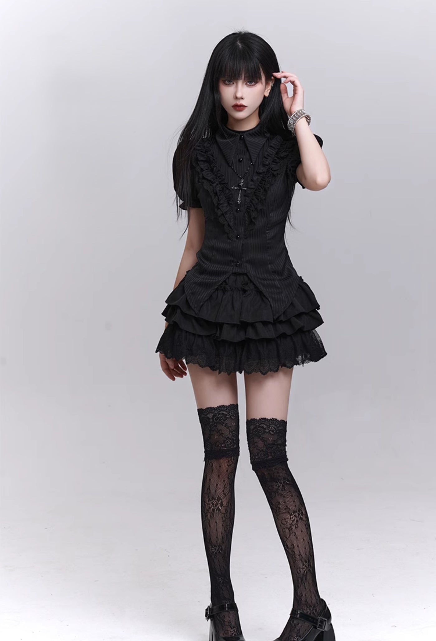 Black Puffy Cake Short Skirt LAD0199