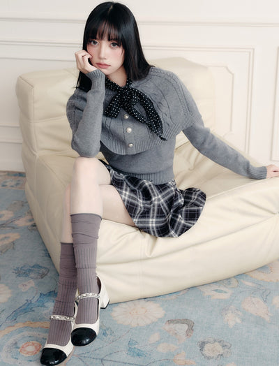 Gray Cape Cable Knitted Top FRA0435