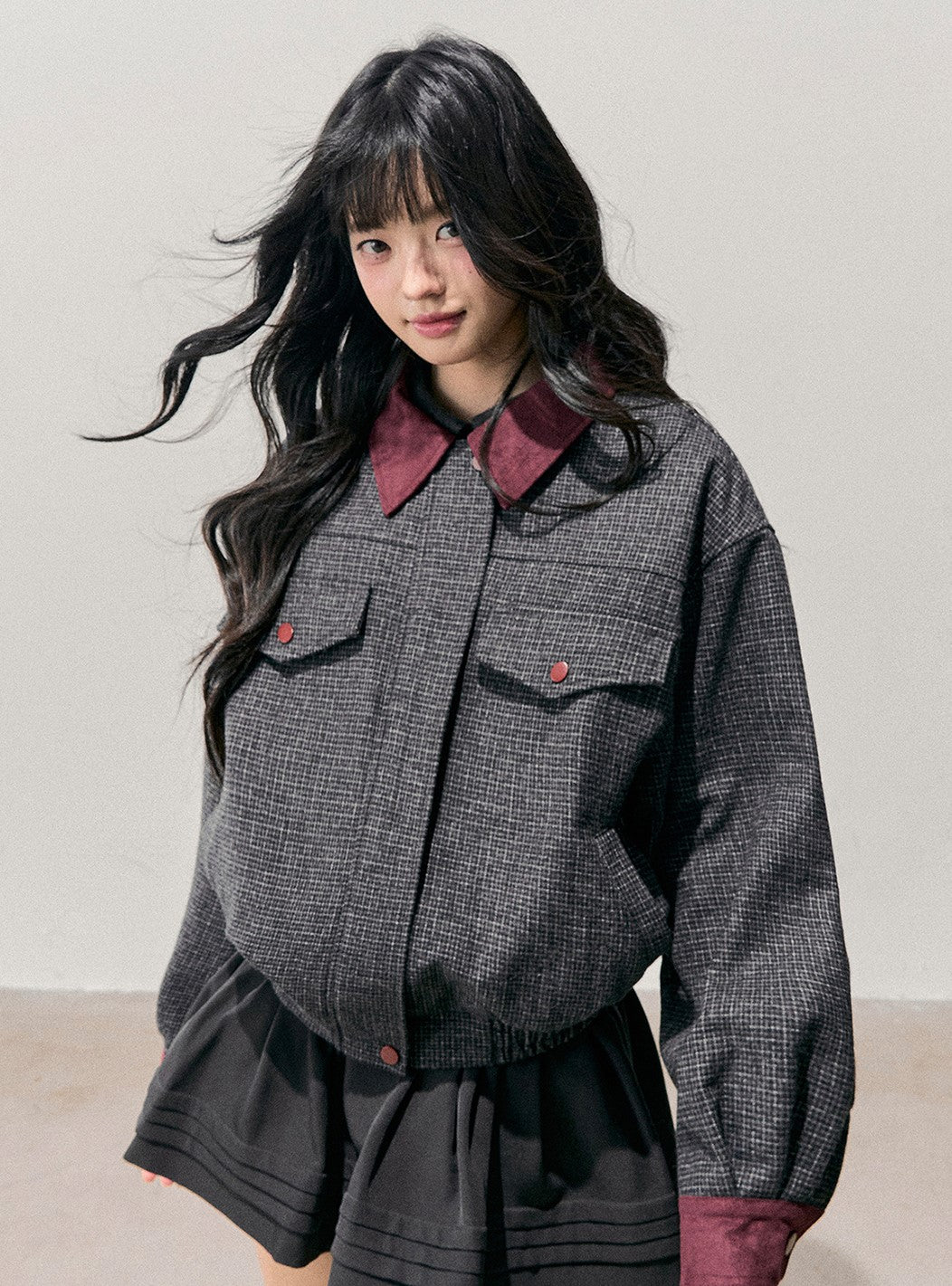 Block Color Quilted Jacket/Short Skirt DIA0745