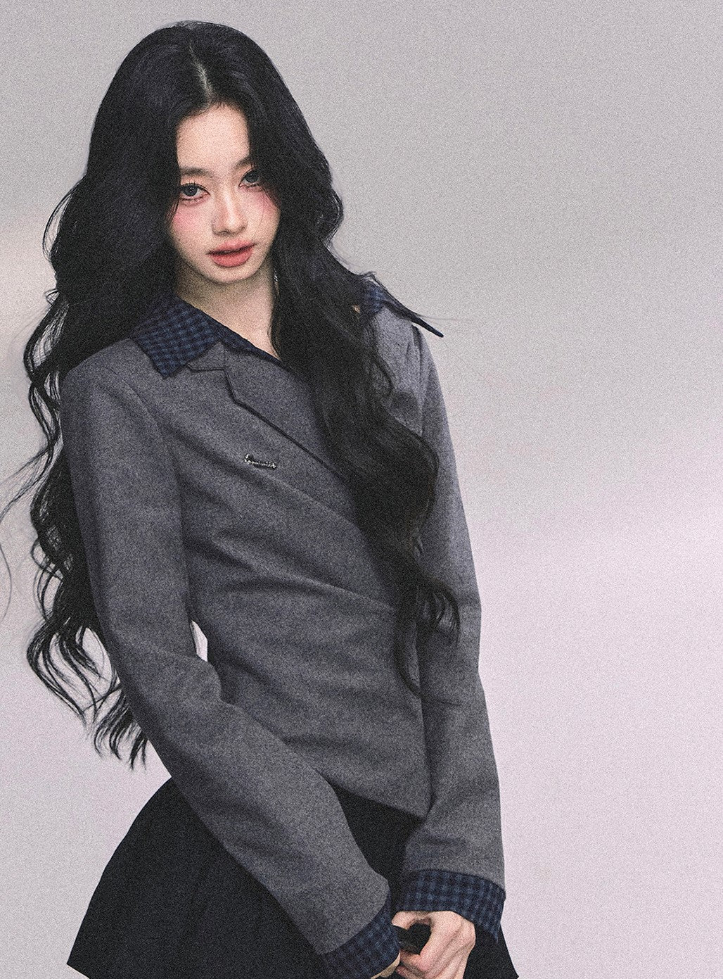 Fake Two-piece Long-sleeved Plaid Shirt DIA0648