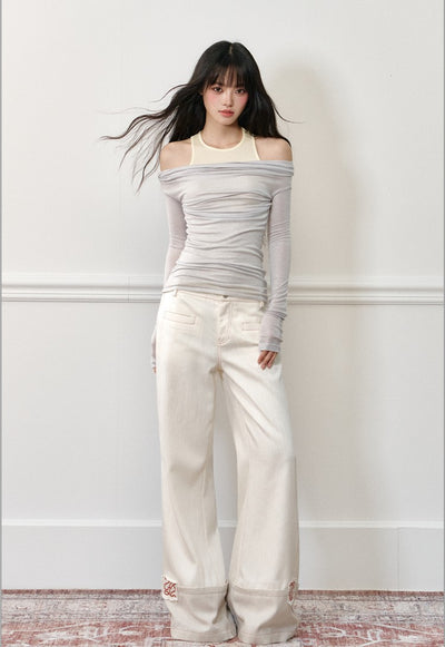 Fake Two-piece Off-shoulder T-shirt AGM0179