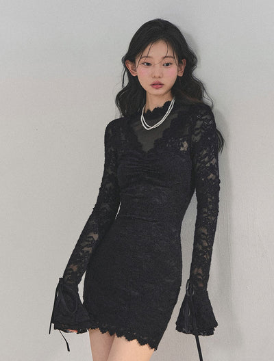 Long-Sleeved Lace Dress DIA0718