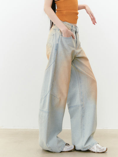 Retro Distressed Contrast Jeans VIA0245
