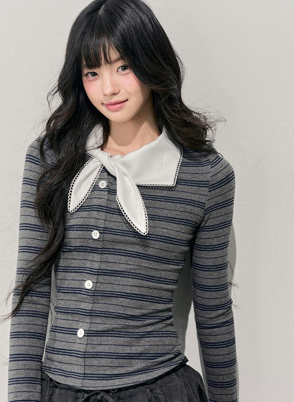 Faux Two-Piece Striped T-Shirt DIA0708