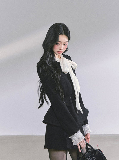 Black Jacket With Ribbon/Short Skirt DIA0592