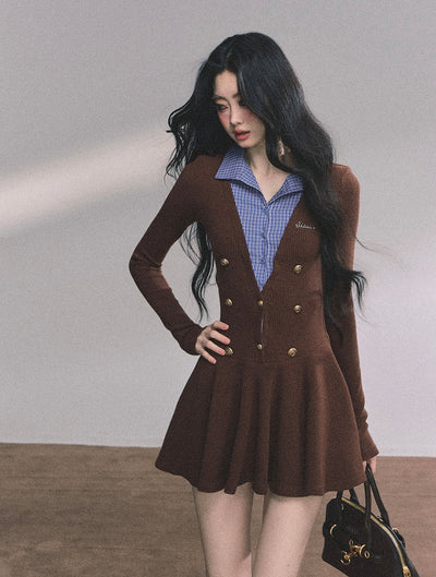 Fake Two-piece French Knitted Dress DIA0613