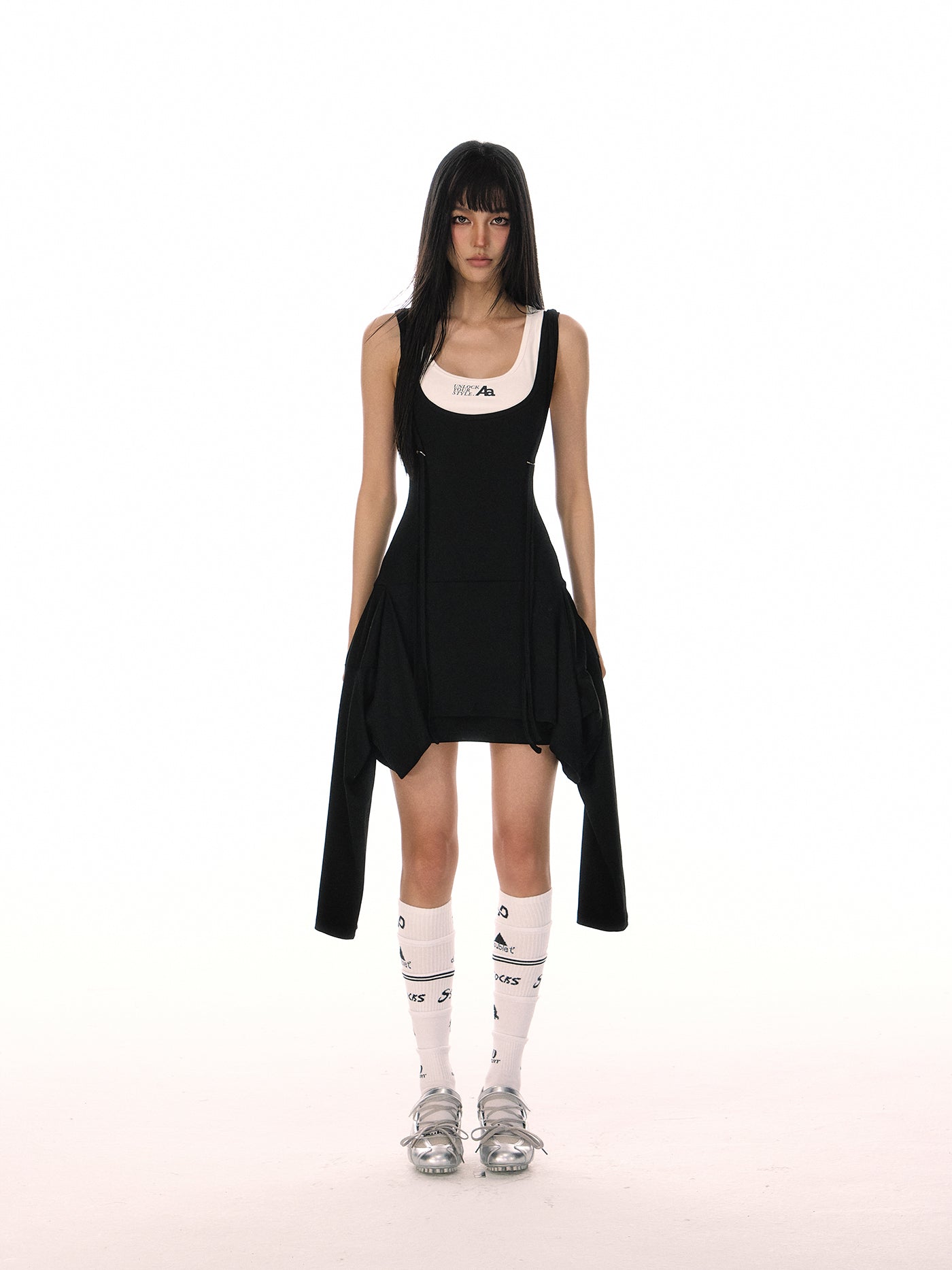 Irregular Hem Fake Two-piece Suspender Dress ACM0076