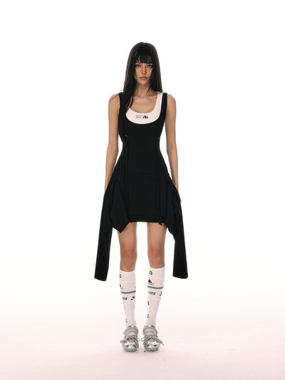 Irregular Hem Fake Two-piece Suspender Dress ACM0076