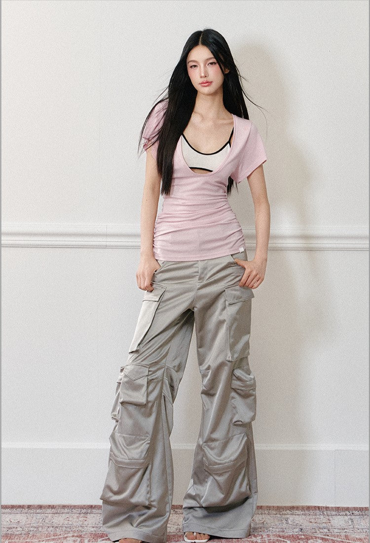 U-neck Loose Short-sleeved T-shirt AGM0176