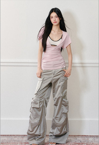 U-neck Loose Short-sleeved T-shirt AGM0176