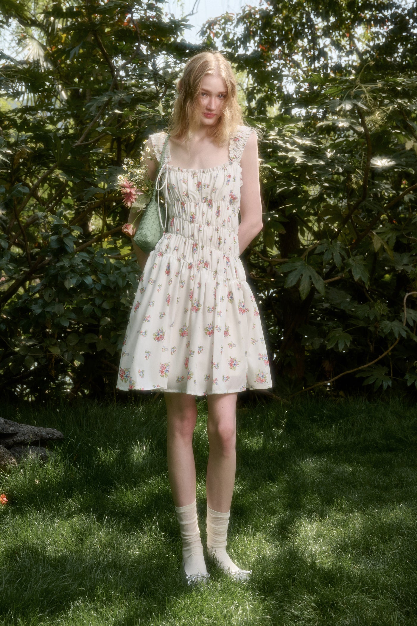 Floral Printed Suspender Dress GRO0136