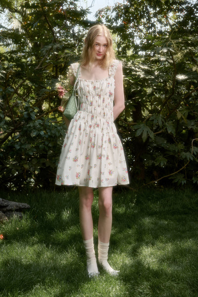Floral Printed Suspender Dress GRO0136