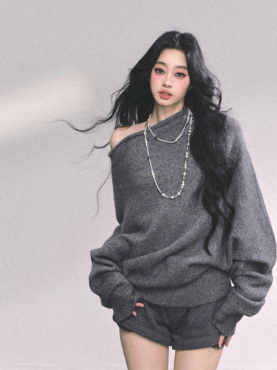 Lazy Style Off-shoulder Sweater DIA0631