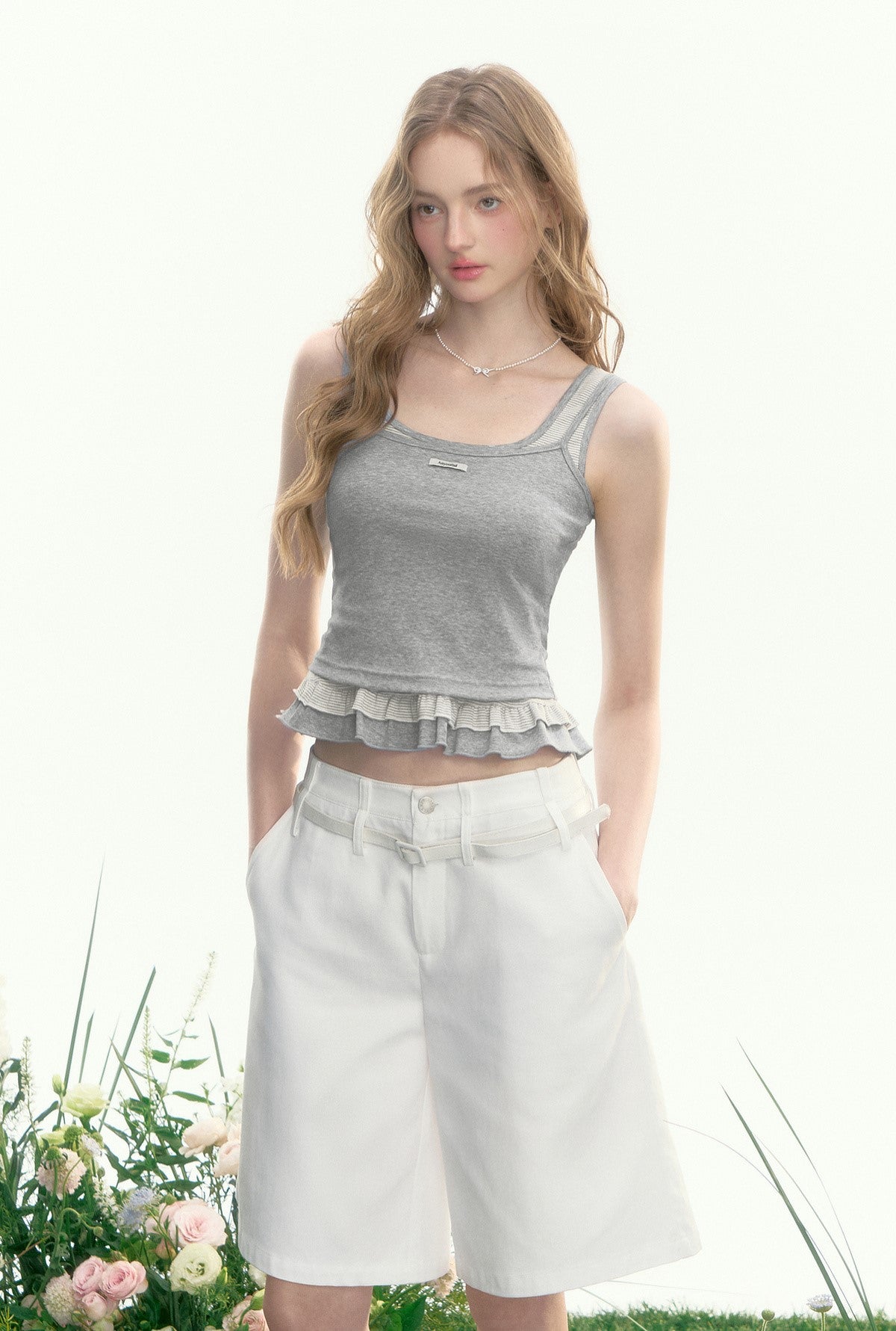 Striped Short Slim Camisole AYF0091
