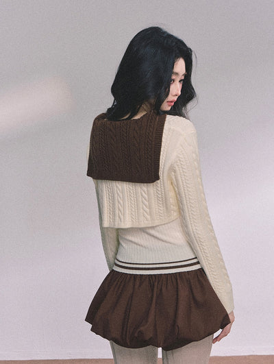 American Style Navy Collar Knitted Top+Vest DIA0616