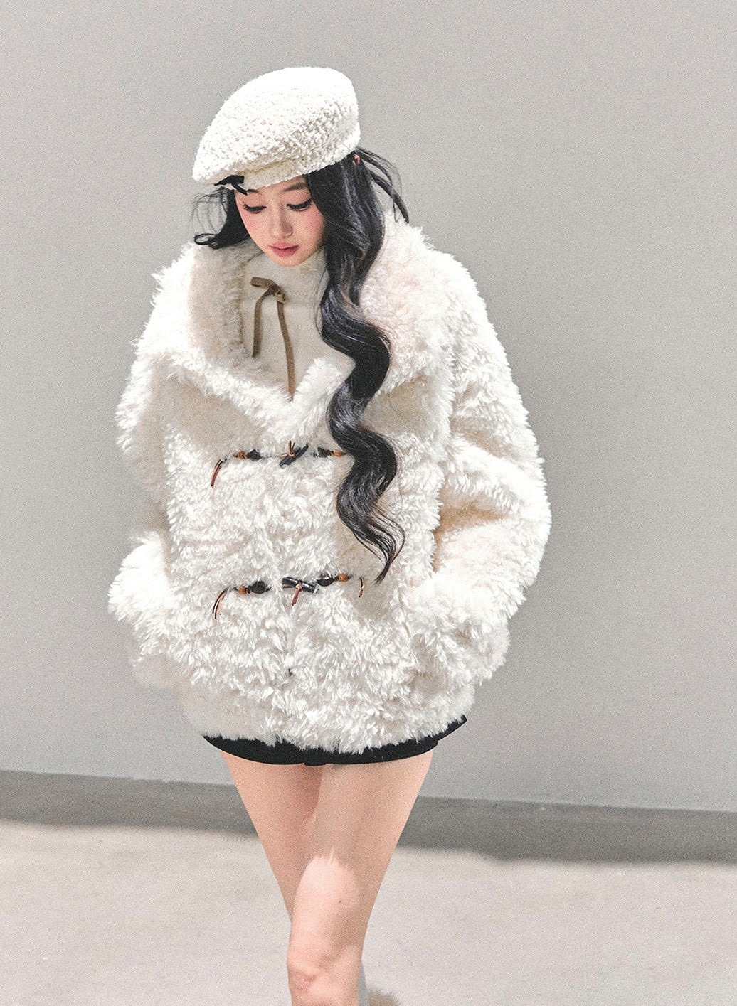Lambswool Shearling White Coat DIA0683
