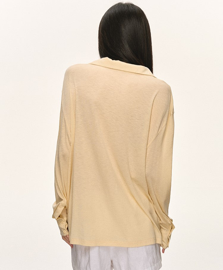 Lapel Loose V-neck Sunscreen Shirt ANA0057