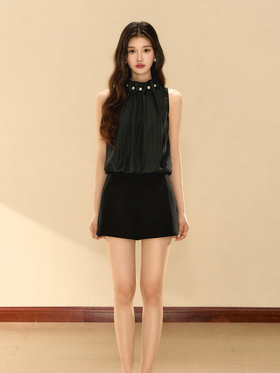 Star Black Sleeveless Jumpsuit OSH0140