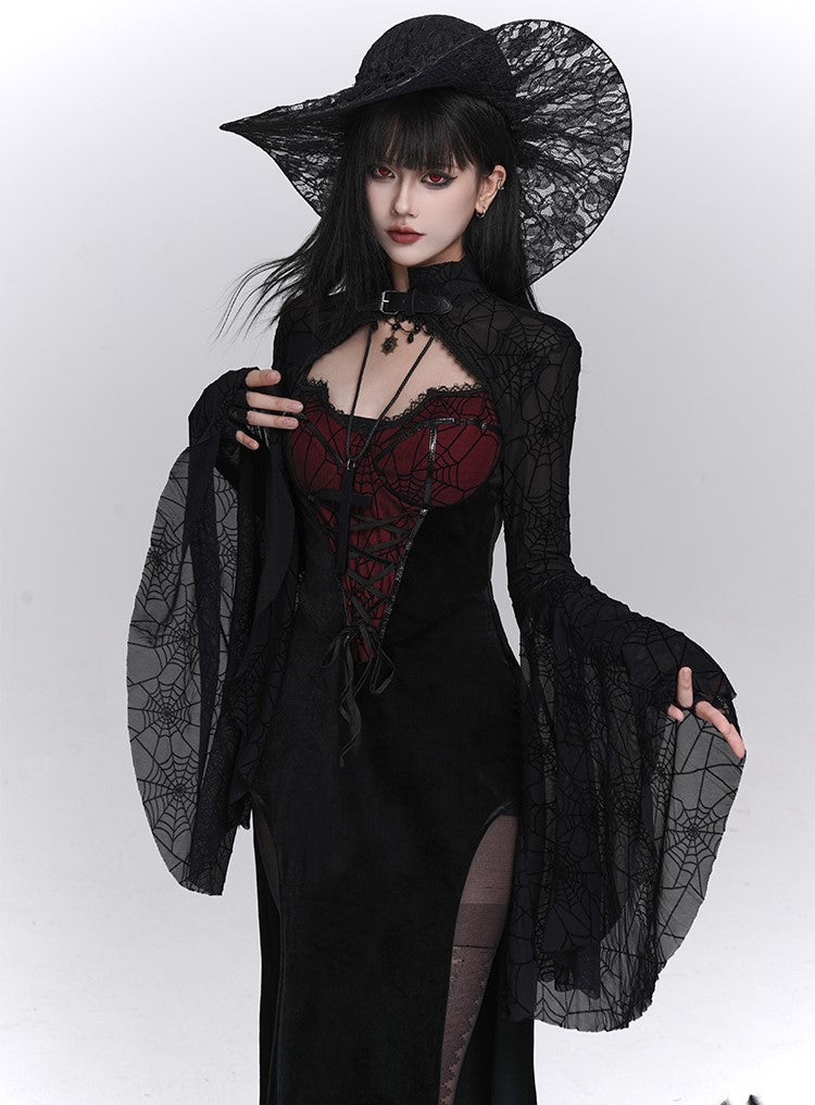 Spider Web Design Slit Strap Dress/Shawl LAD0241