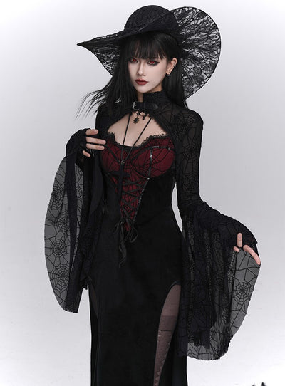 Spider Web Design Slit Strap Dress/Shawl LAD0241