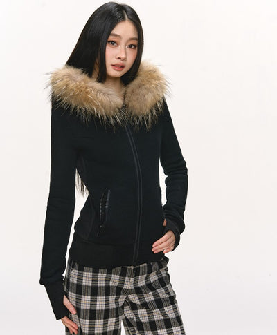 Fur Collar Hooded Sweatshirt Jacket ANA0102