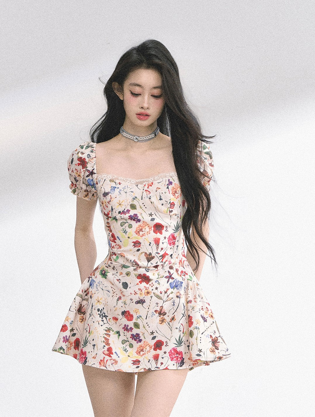 Lace Floral Slim Short Dress DIA0513